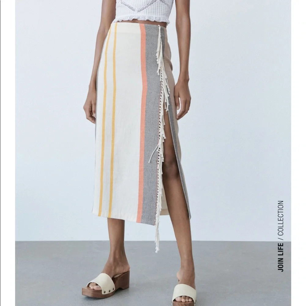 Zara striped skirt with fringes - Picture 13 of 15